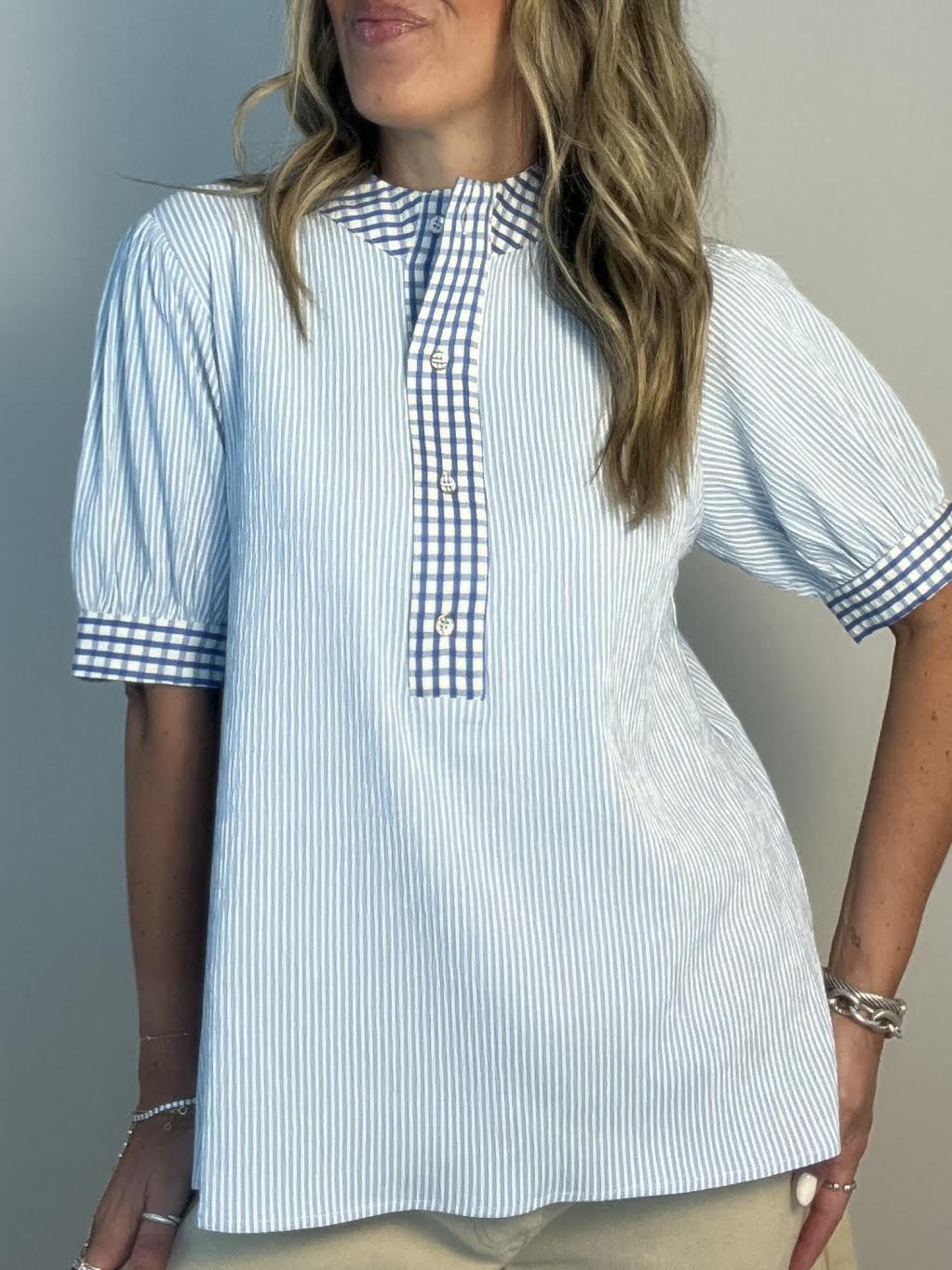 Blue Striped Combo Top