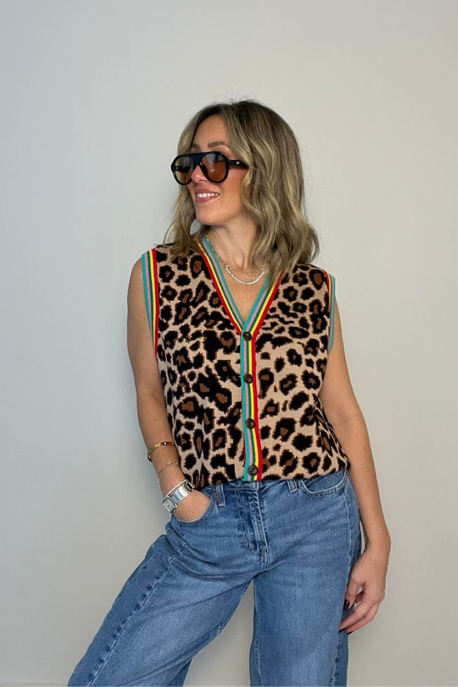 Rainbow Leopard Sweater Vest