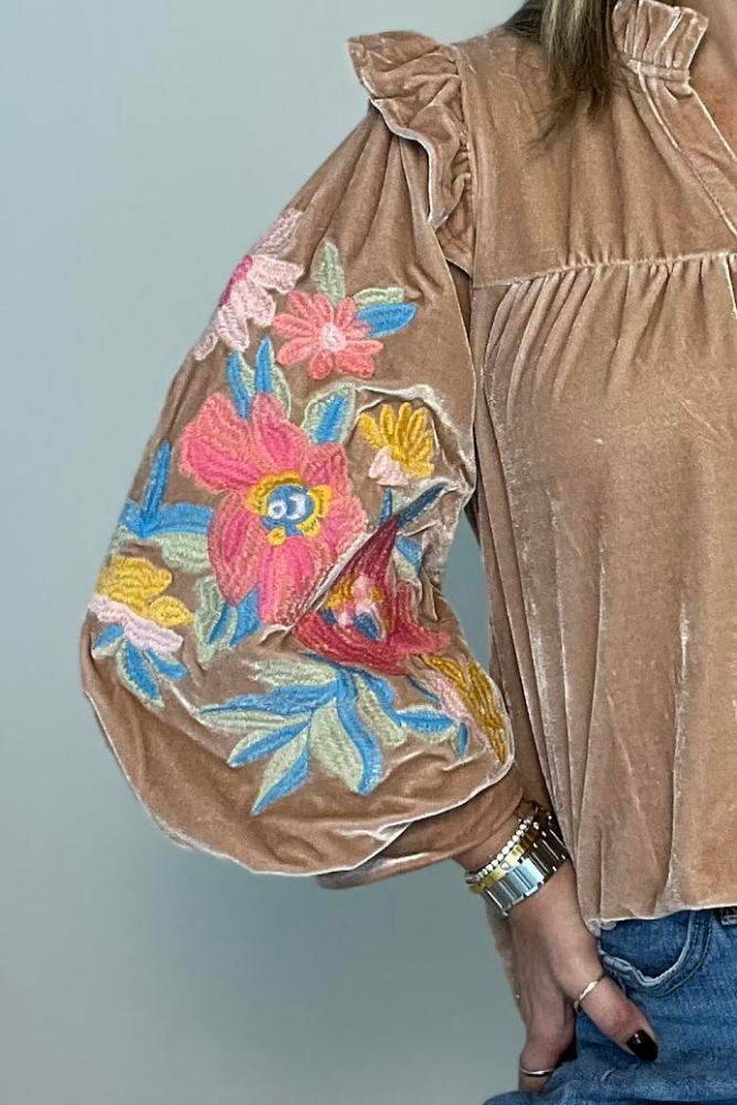 Sienna Velvet Embroidered Blouse