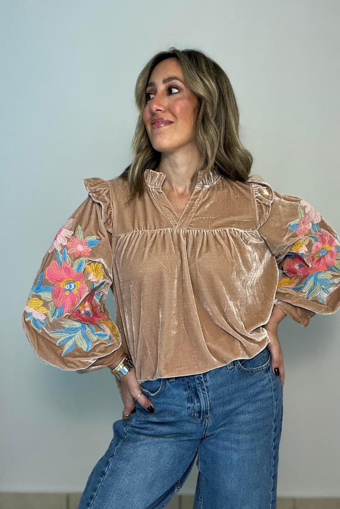 Sienna Velvet Embroidered Blouse