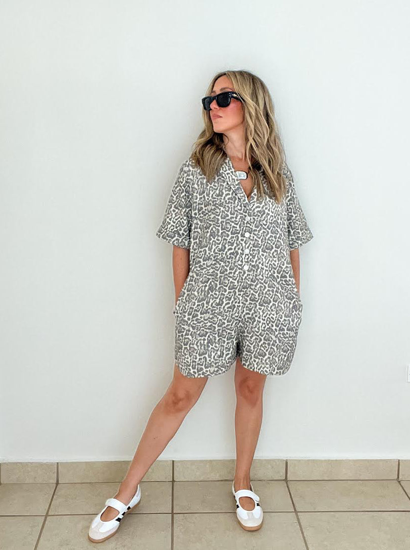 Oversized Leopard Print Romper