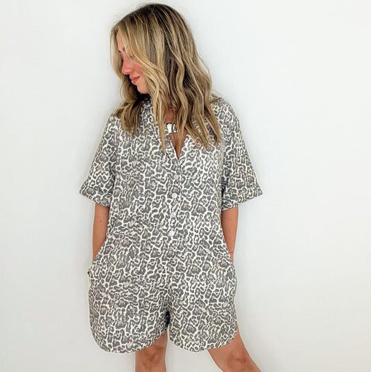 Oversized Leopard Print Romper