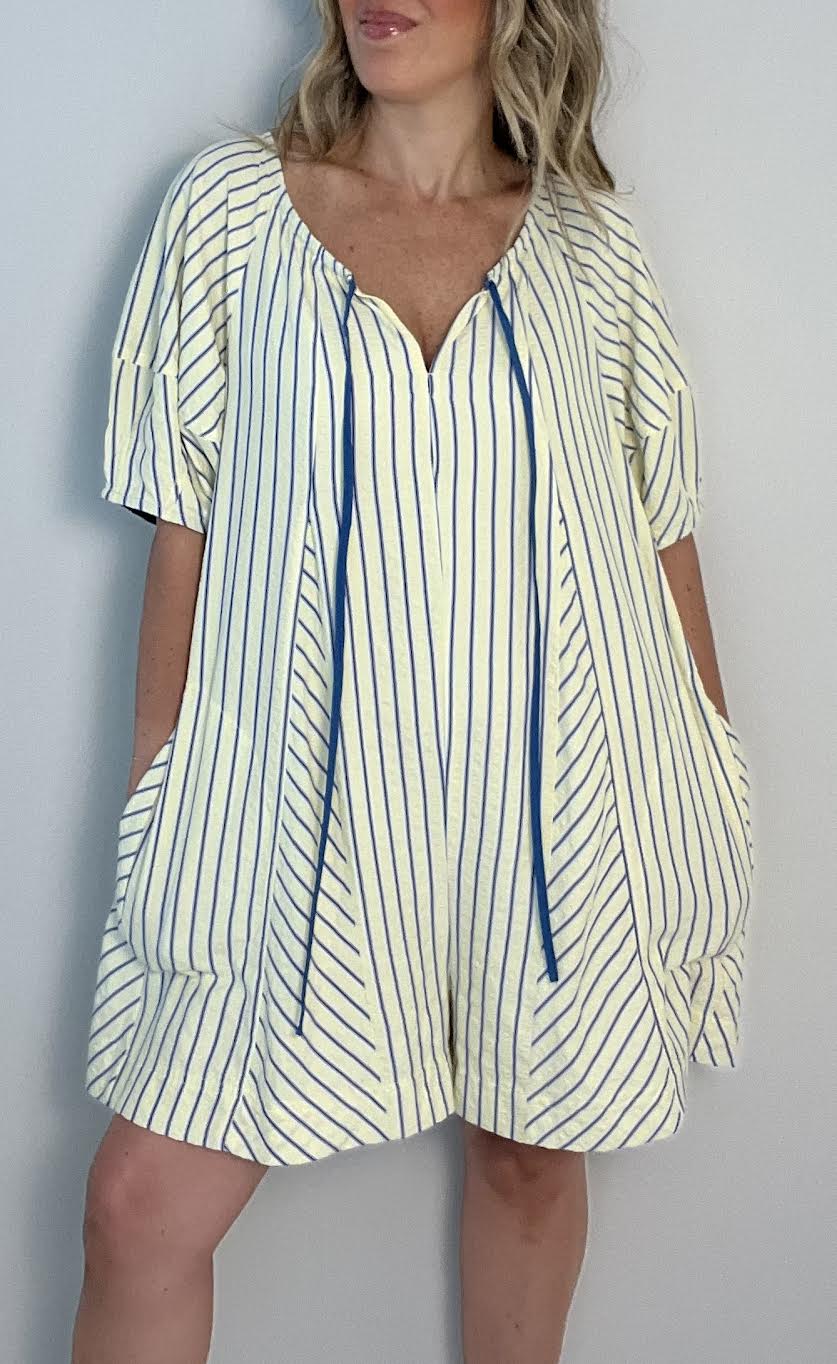 Butter Yellow Striped Romper