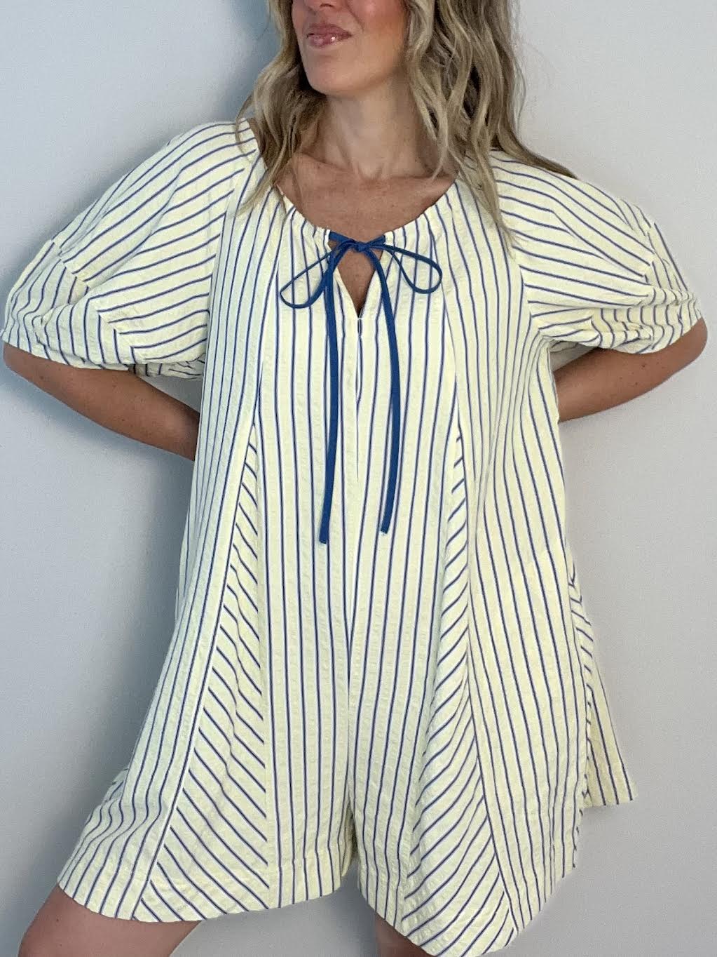 Butter Yellow Striped Romper