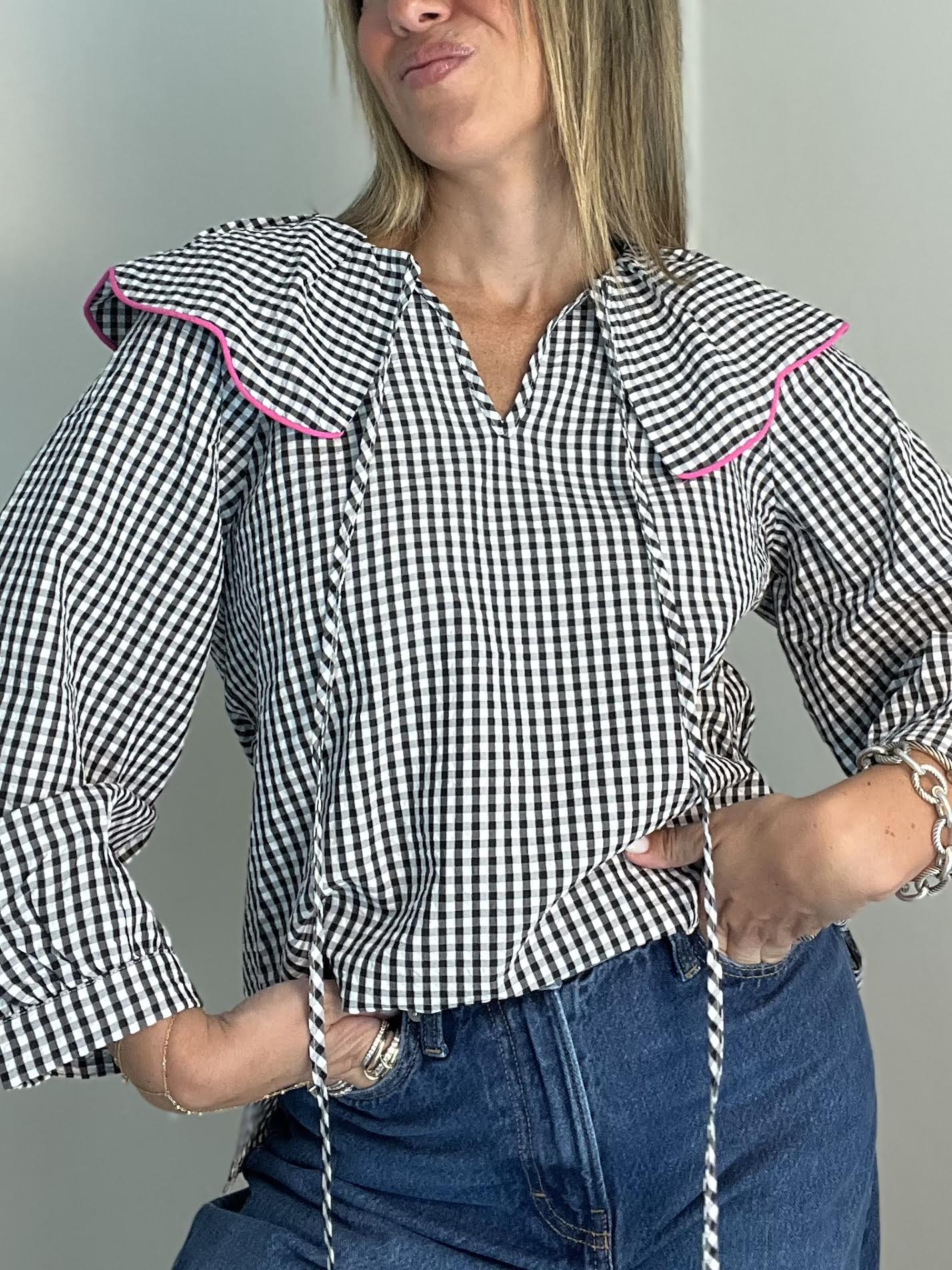 PRE ORDER Black & White Gingham Top
