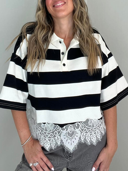 Lace Polo Short Sleeve TShirt